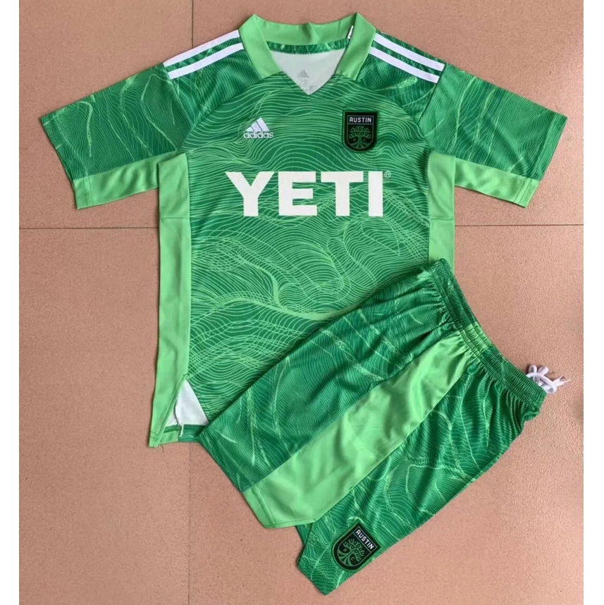 Kids Austin FC 2021/22 Green Goalkeeper Soccer Kits Shirt With Shorts